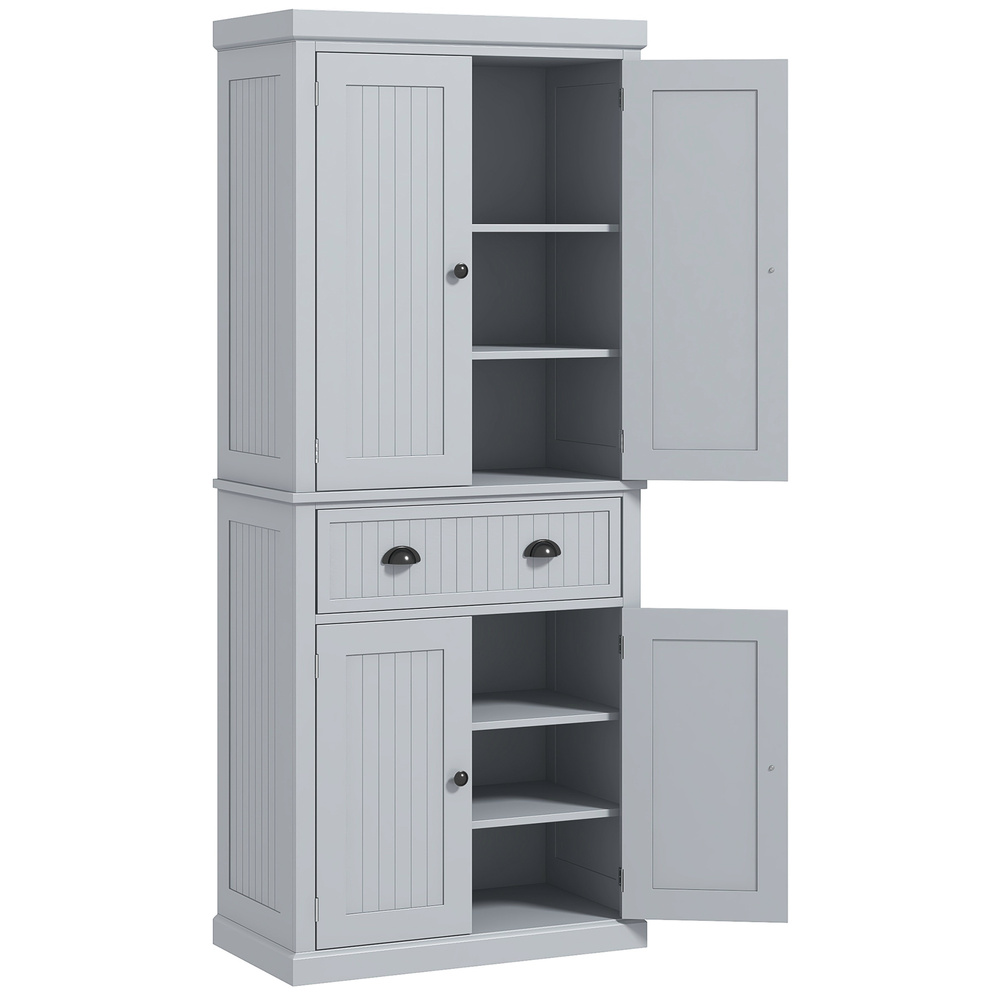 HOMCOM Multi-Storage Mid-Century Kitchen Cabinet - Grey