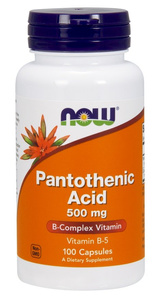 Now Foods Pantothenic Acid 500mg Wspomaga Metabolizm Energetyczny 100 Kapsułek