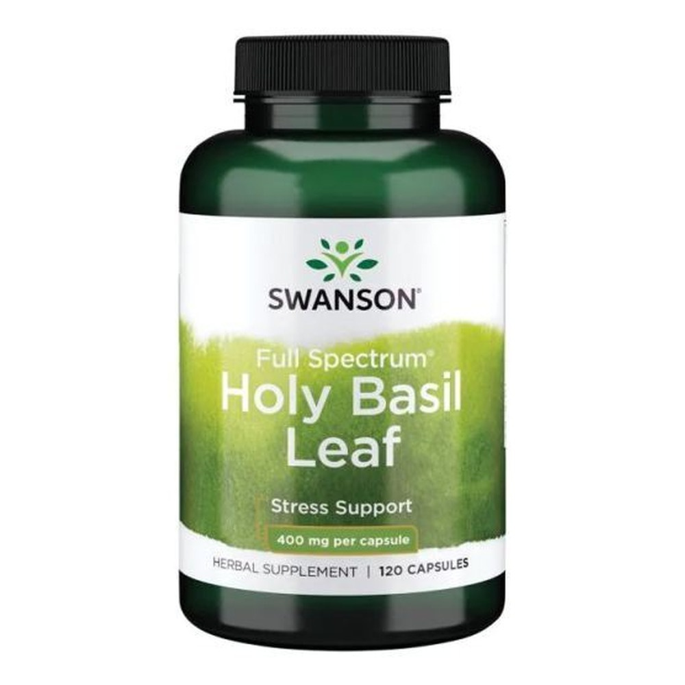 Swanson Holy Basil Leaf 400mg Liść Bazylii Wspiera Odporność I Wyciszenie Organizmu 120 Kapsułek