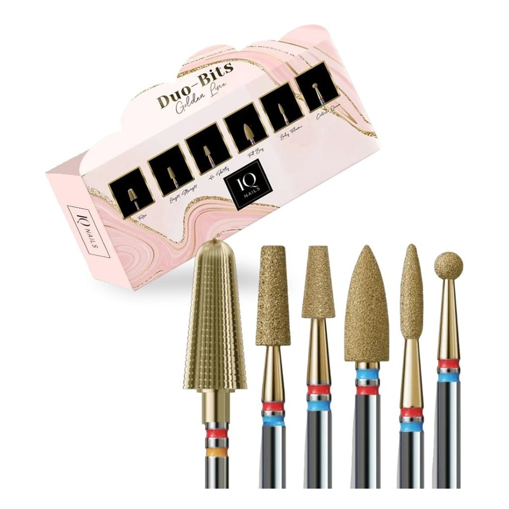 IQ Nails Zestaw Frezów Duofrez Golden Fine 6szt