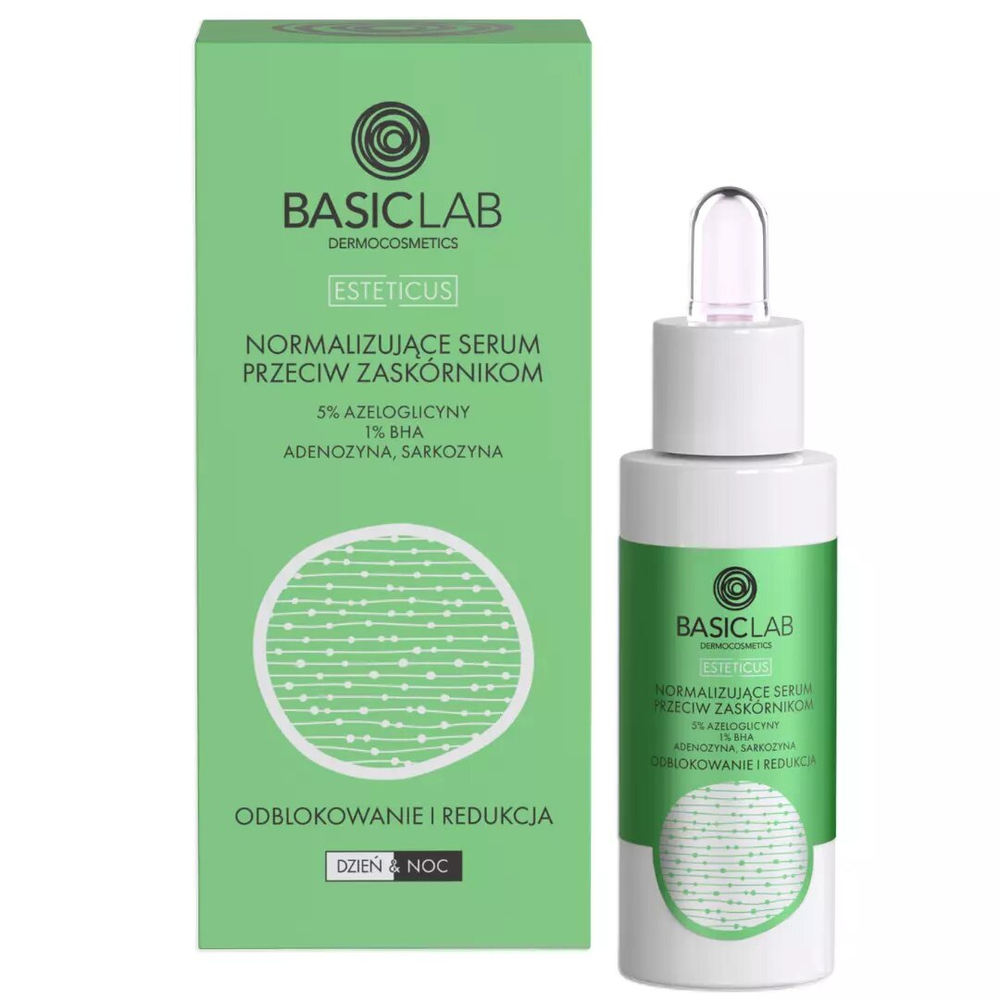 BasicLab Advanced Anti-Blackhead Serum with 5% Azeloglycine & 1% BHA for Clear, Balanced Skin - 30ml