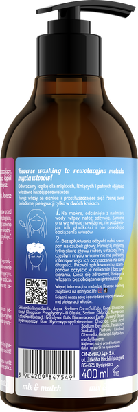 OnlyBio Reverse Washing  Szampon Mocny Dogłębnie Oczyszczający 400ml