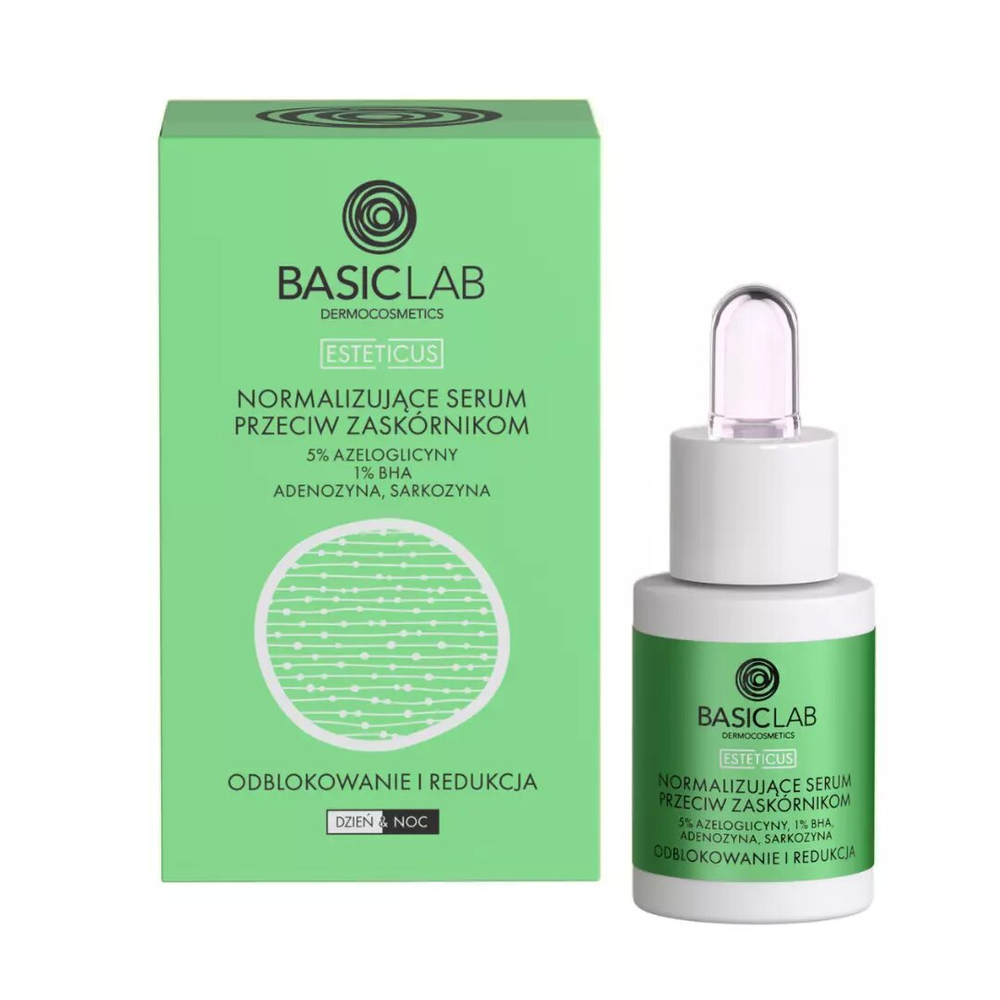 BasicLab Anti-Blackhead Serum with 5% Azeloglycine & 1% BHA for Clear, Balanced Skin - 15ml