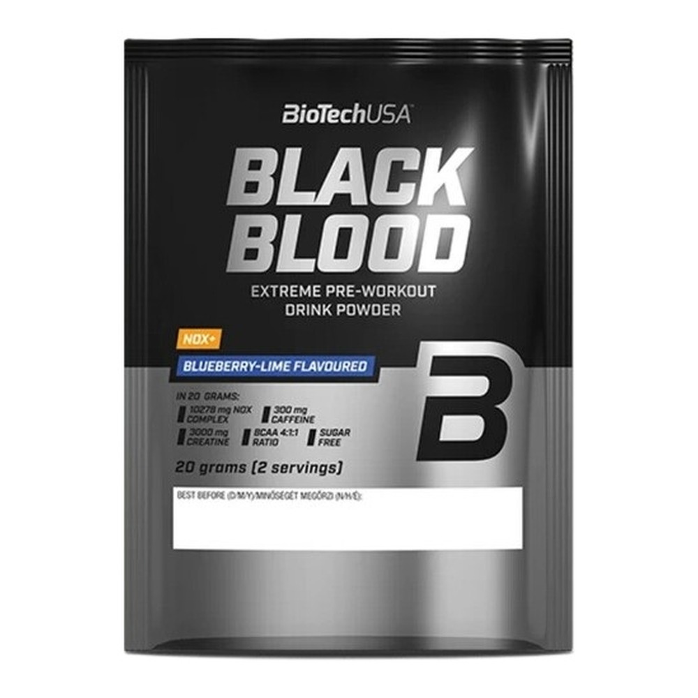 BioTechUSA Black Blood NOX+ przedtreningówka z kofeiną Borówka-Limonka 20g
