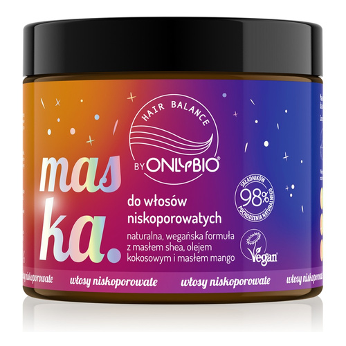 Onlybio Maska do Włosow Niskoporowatych z Masłem Shea i Olejem Kokosowym 400ml
