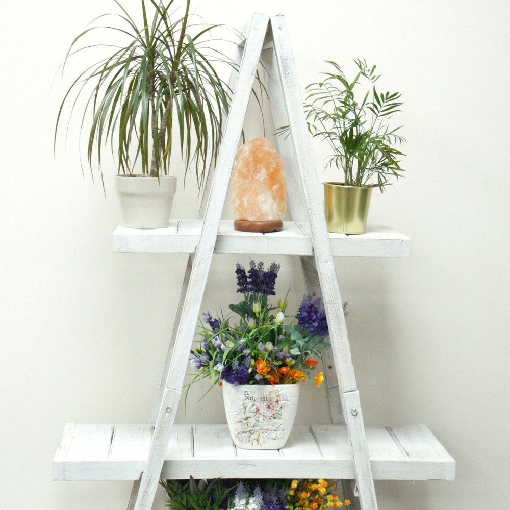 Folding Wooden A-Frame Shelf – Whitewash