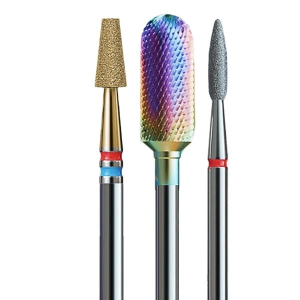 IQ Nails Tęczowe Frezy Diamentowe i Węglikowe do Paznokci 3szt