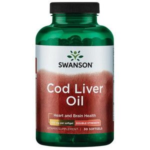 Swanson Cod Liver Oil 700mg Double-Strength Olej z Wątroby Dorsza 30 Kapsułek