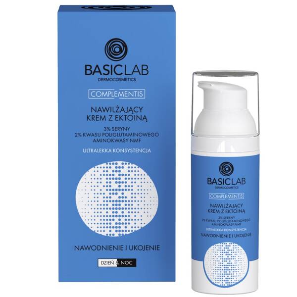 BasicLab Complementis Ultra-Light Hydration Cream with Ectoine - Day & Night Moisturizer for Sensitive Skin, 50ml