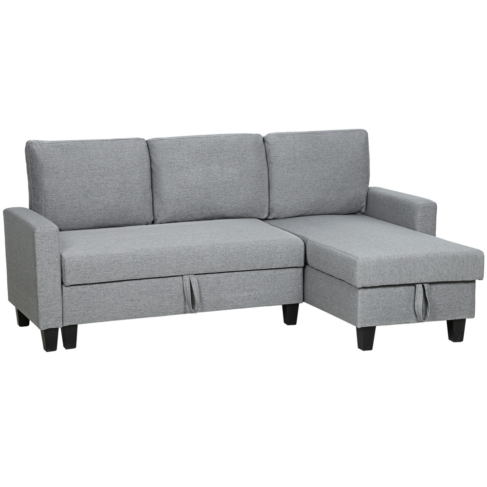 HOMCOM Three-Seater Storage Sofa Bed - Grey