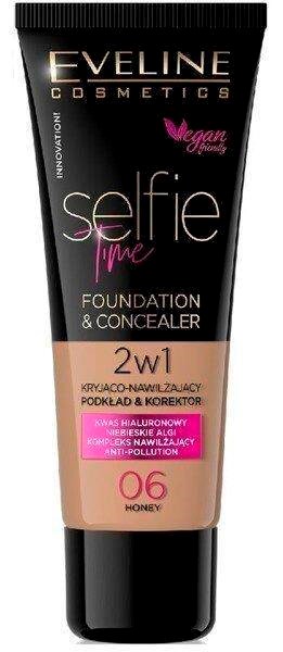 Eveline Selfie Time Covering Moisturizing Foundation Concealer 2in1 No. 06 Honey 30ml