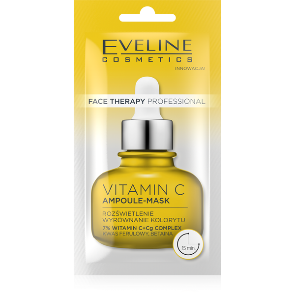 Eveline Face Therapy Professional Ampoule-Mask Vitamin C Rozświetlająca Maska w Kremie dla Skóry Szarej 8ml