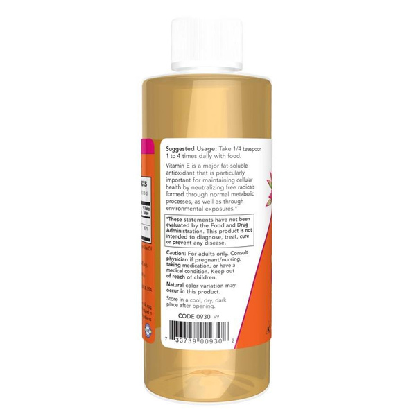 Now Foods Vitamin E Natural Liquid z Mieszanką Tokoferoli Wspiera Odporność 118ml