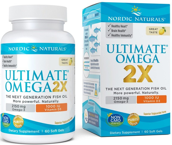 Nordic Naturals Ultimate Omega 2X with Vitamin D3 High Potency Omega 3 For Heart Brain and Immune Support 60 Softgels