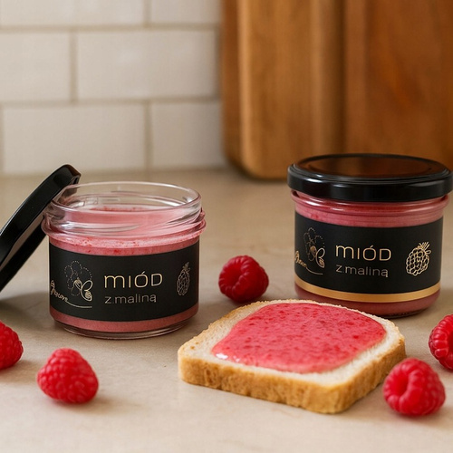 Bona Miód Wielokwiatowy z Maliną Naturalny Pyszny Smak 245g