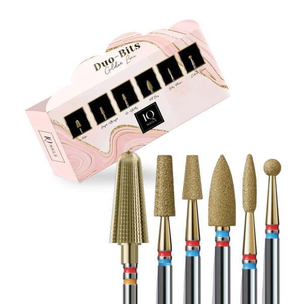 IQ Nails Zestaw Frezów Duofrez Golden Fine 6szt