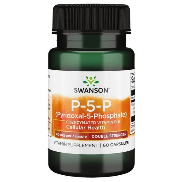 Swanson P-5-P (Pyridoxal-5-Phosphate) Coenzymated Vitamin B6 40mg 60 Capsules