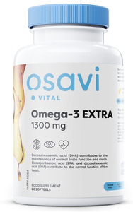 Osavi Omega-3 Extra 1300mg Molecularly Distilled Fish Oil for Heart and Brain Support 60 Softgels