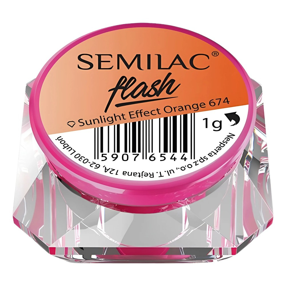 Semilac Flash Sunlight Effect - 674 Orange Nail Powder 674 1g