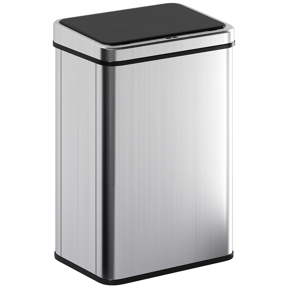 HOMCOM 40L Sensor Bin with Quiet Soft-Close Lid, Automatic Touchless Motion Sensor Kitchen Bin with Fingerprint Resistant Stainless Steel for Hygienic Gyms, Home Office Use, Silver Tone