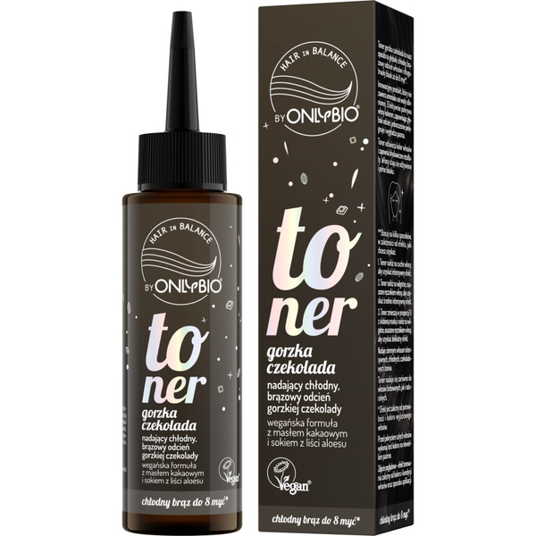 OnlyBio Hair in Balance Toner Gorzka Czekolada - Najlepszy Toner do Włosów Brązowych, 100 ml