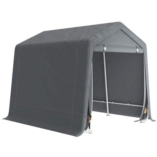 Outsunny 8 x 6.5 ft Outdoor Garden Storage Shed, Waterproof Bike Tent w/ Double Roll-up Zipper Door for Garden Tools, Dark Grey