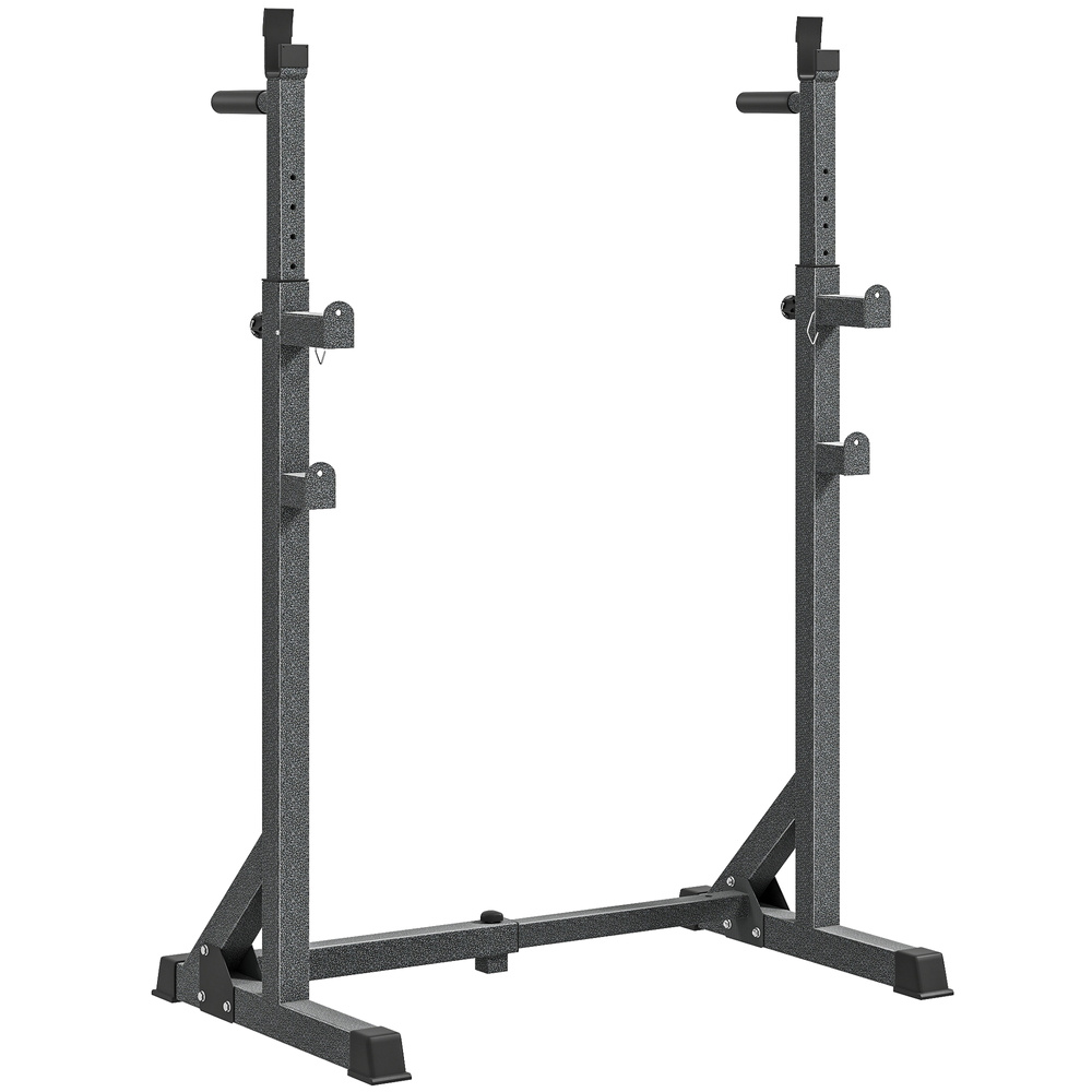 SPORTNOW Heavy Duty Barbell Squat Rack, Adjustable and Multifunctional Weight Power Stand, for Home, Gym - Black