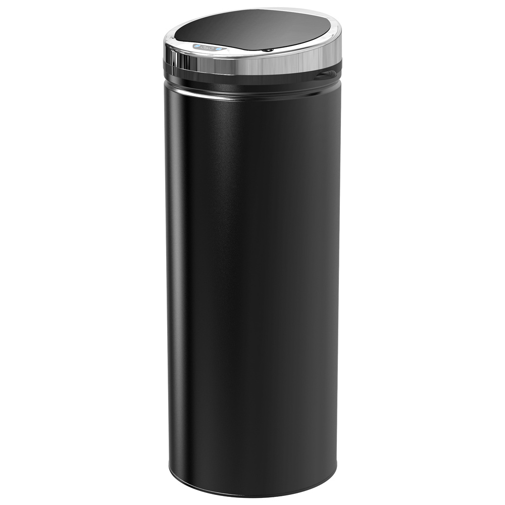 HOMCOM 50L Sensor Bin with Quiet Soft-Close Lid, Automatic Touchless Motion Sensor Rubbish Bin with Fingerprint Resistant, Stainless Steel for Hygienic Kitchen, Home Office Use, Black
