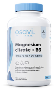 Osavi Magnesium Citrate + B6 For Fatigue and Proper Muscle Function 180 Vcaps