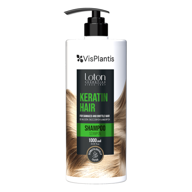Vis Plantis Loton Keratin Wzmacniający Szampon do Włosów Zniszczonych i Łamliwych z Keratyną 1000ml Best Before 31.12.25