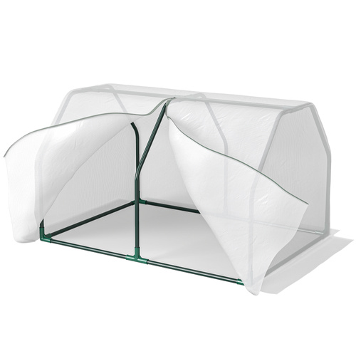 Outsunny Mini  Greenhouse Grow House PVC Cover Steel Frame White 99L x 71W x 60H cm