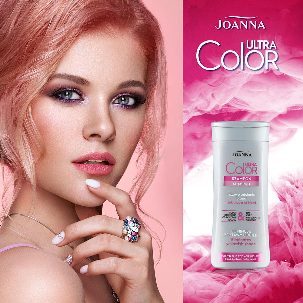 Joanna Ultra Color System Szampon Różowy dla Włosów Blond Rozjaśnionych i Siwych 200ml