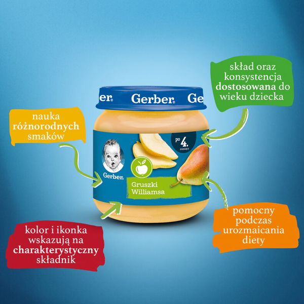 Gerber Deser Gruszki Williamsa dla Niemowląt po 4 Miesiącu 125g