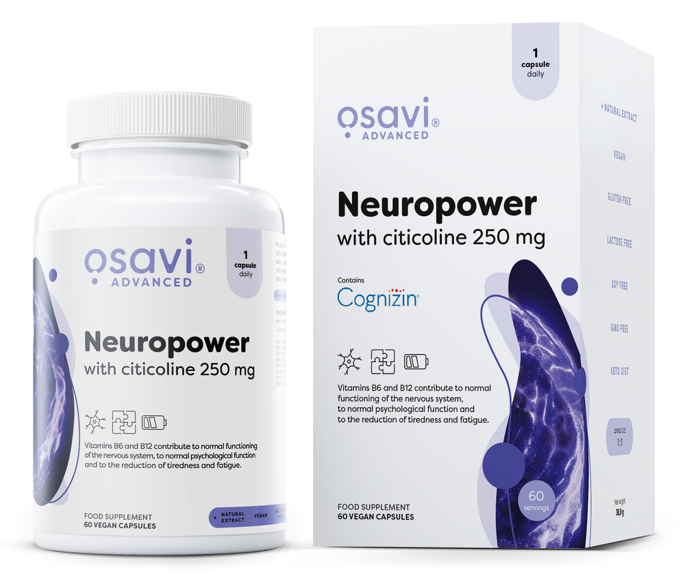 Osavi Neuropower z Cytykoliną 250mg na Wsparcie Funkcji Poznawczych 60 Kapsułek Wegańskich