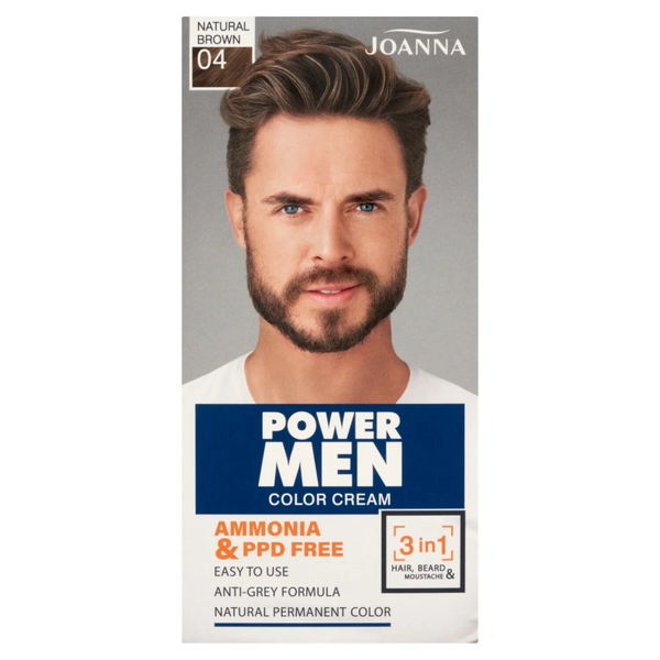 Joanna Power Men Color Cream 3w1 Farba do Włosów dla Mężczyzn Nr 04 Natural Brown 1 Sztuka