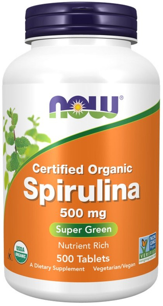 Now Foods Spirulina 500mg Wspiera Układ Krążenia Immunologiczny i Detoksykację 500 Tabletek