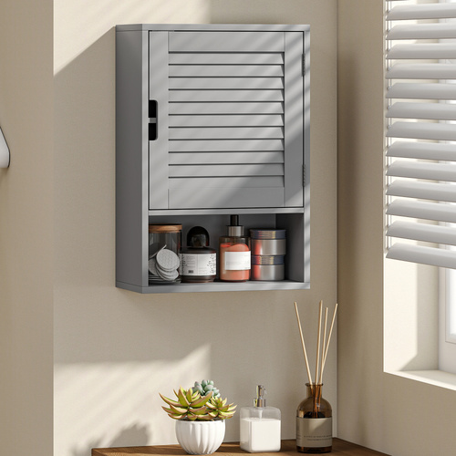 HOMCOM Bathroom Cabinet, Wall Mounted Storage Cabinet with Adjustable Shelves, 40 x 20 x 60 cm, Grey