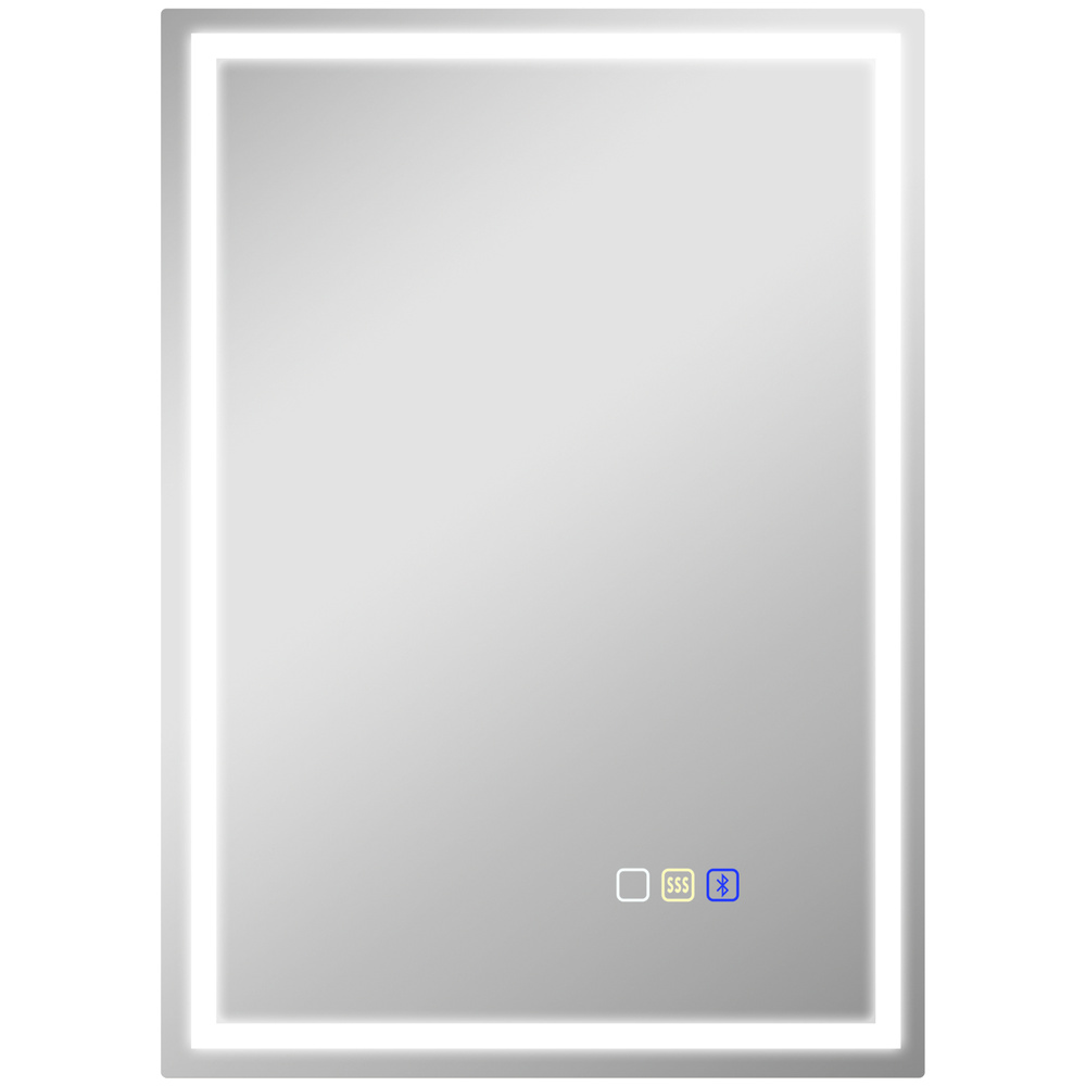 HOMCOM 50 x 70 cm Anti-Fog LED Bathroom Mirror, with Bluetooth - Silver Tone
