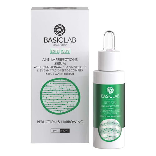 BasicLab Cosmetology Imperfection Reducing Serum with Niacinamide 10% Reduction and Narrowing for Problematic Skin Day and Night 30ml