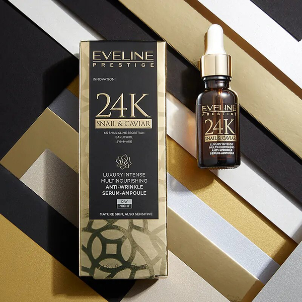Eveline Prestige 24K Snail & Caviar Luxurious Multi-Nutritious Anti-Wrinkle Serum-Ampoule 18ml