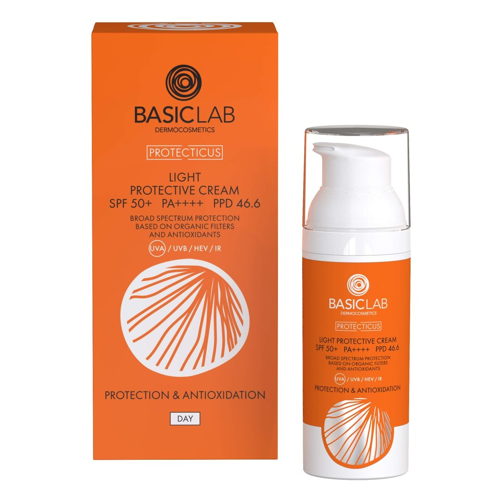BasicLab Protecticus Lekki Krem Ochronny SPF 50 do Twarzy i Szyi 50ml