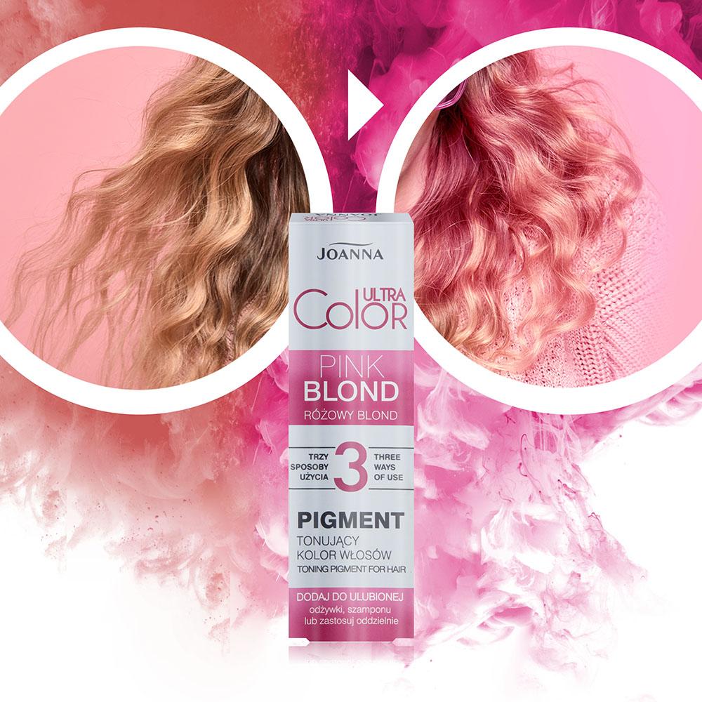 Joanna Ultra Color 3 Różowy Blond Pigment Tonujący Podkreśla i Odświeża Kolor Włosów Naturalnych i Farbowanych 100ml