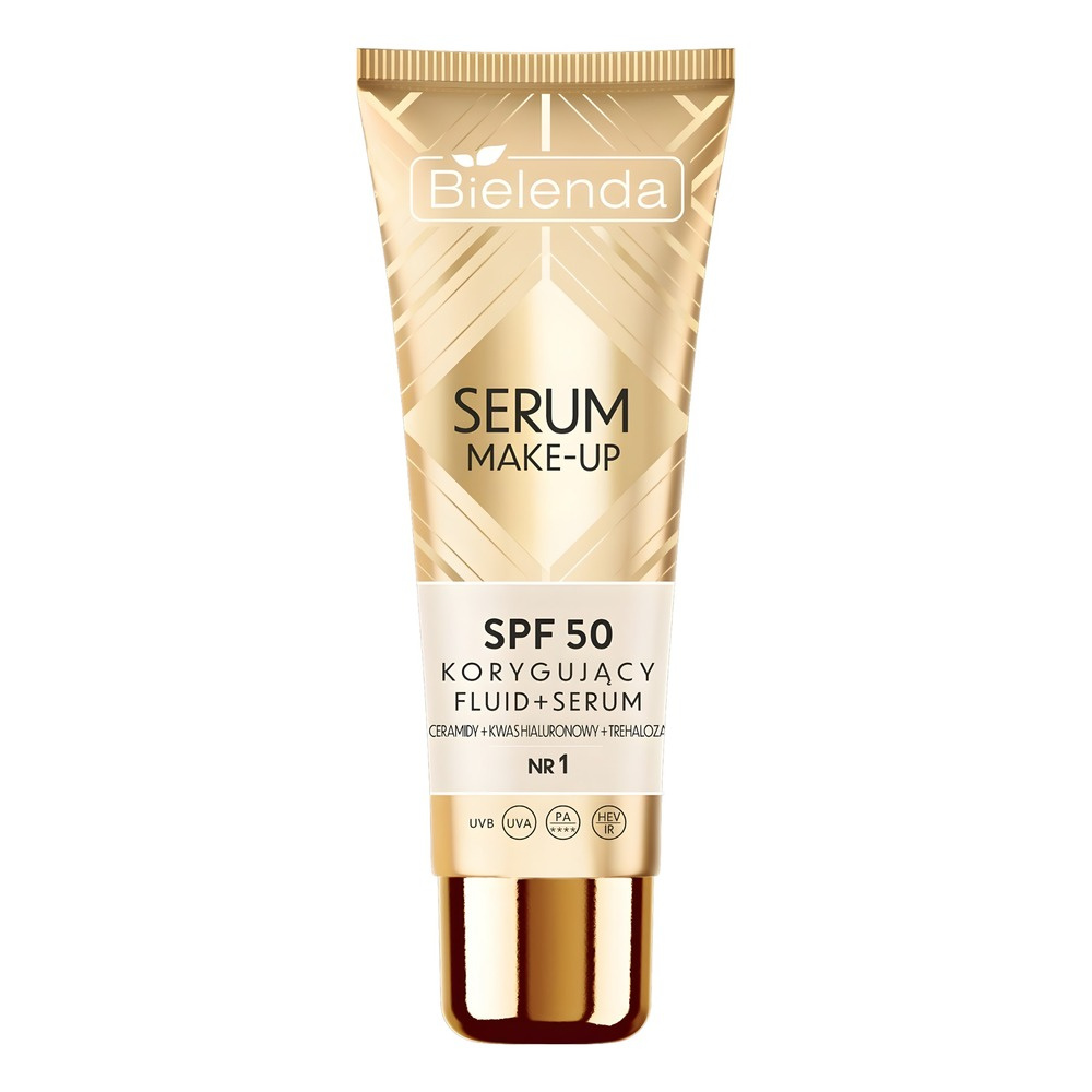 Bielenda Serum Make-Up Correcting Fluid+Serum SPF50 for all Skin Types No. 1 Light Beige 30g