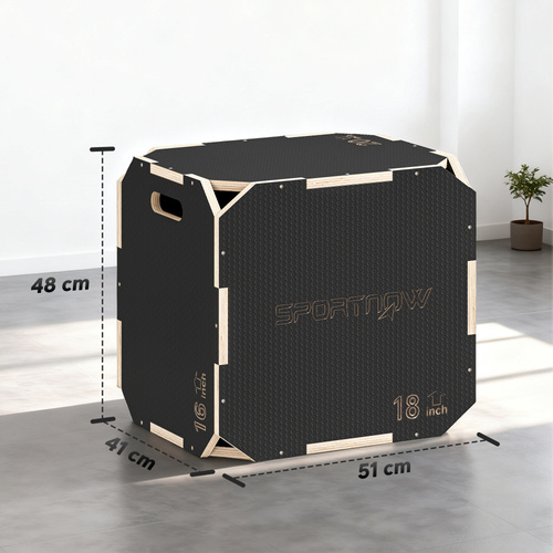 SPORTNOW Non-Slip Plyo Box, Corner-free Wooden Jump Box, 41 x 51 x 48 cm