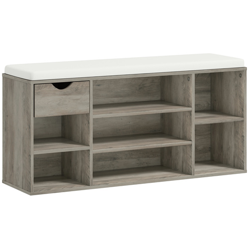 HOMCOM Shoe Storage Bench with Cushion - Grey