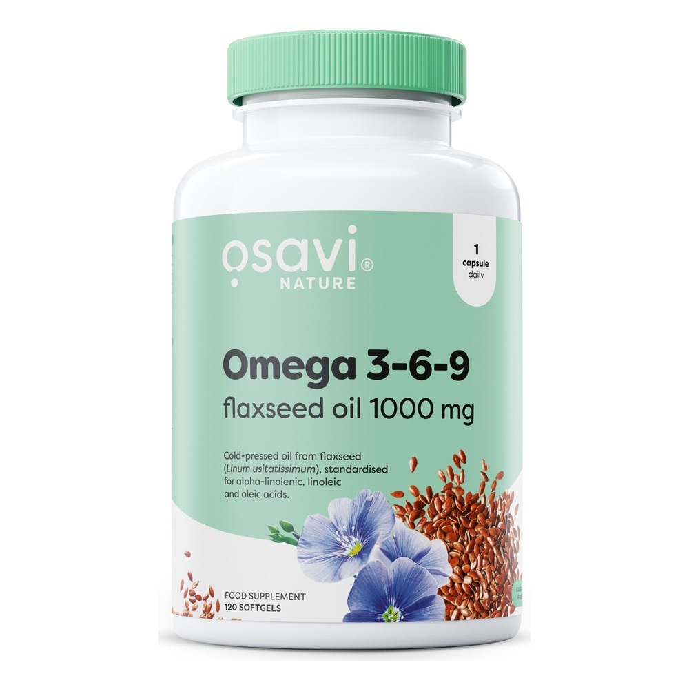 Osavi Omega 3-6-9 Flaxseed Oil 1000mg for Cardiovascular Support 120 Softgels