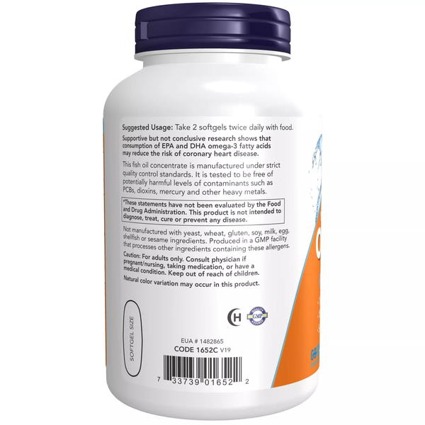 Now Foods Omega-3 Fish Oil, Molecularly Distilled 100 Softgels