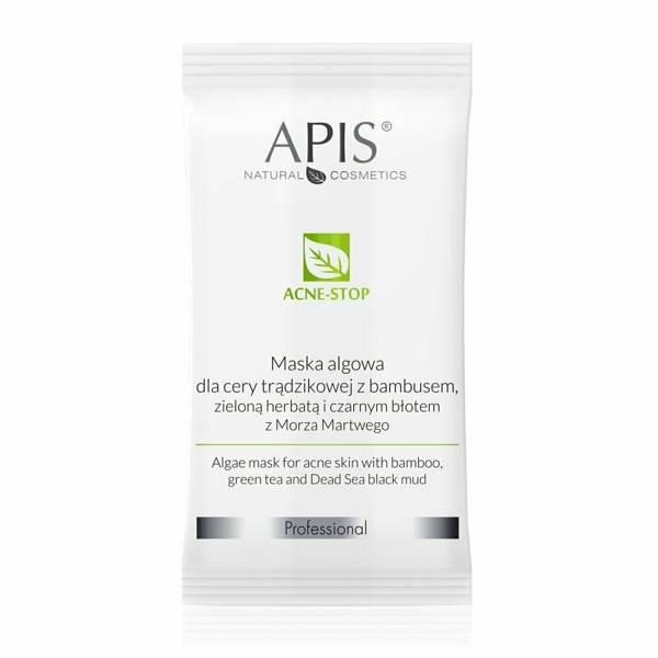Apis Professional Acne Stop Maska Algowa z Bambusem Zieloną Herbatą i Czarnym Błotem z Morza Martwego dla Cery Trądzikowej 20g