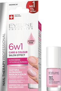 Eveline Nail Therapy Professional 6in1 Odżywka do Paznokci Nadająca Kolor Shimmer Pink 5ml