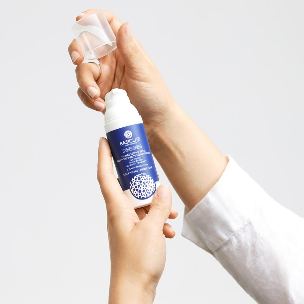 BasicLab Krem Trehalozowy - Najlepszy Nawilżający Krem dla Suchej Skóry, 50 ml